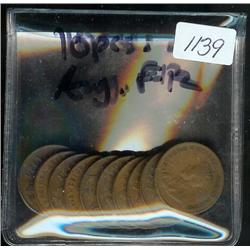 1923,  lot of 10 pieces.  Grades vary f