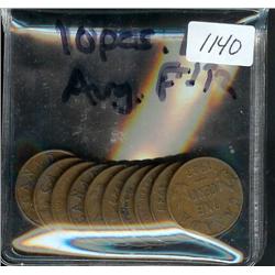 1923,  lot of 10 pieces.  Grades vary f