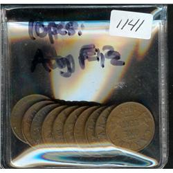 1923,  lot of 10 pieces.  Grades vary f