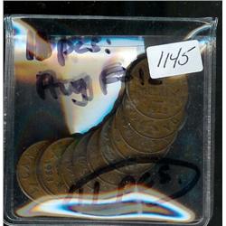 1923,  lot of 10 pieces.  Grades vary f