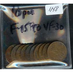 1923,  lot of 10 pieces.  Grades vary f