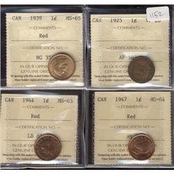 Lot of four ICCS graded coins.  Include