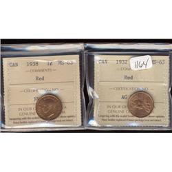1932, 1938 both ICCS MS63 Red.  Two nic