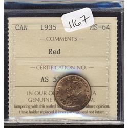 1935  ICCS MS64 Red  80% red lustre