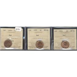 1950, 1951 and 1952.  All three pieces 