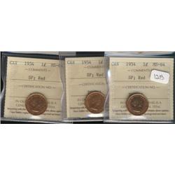 1954 SF ICCS MS64 Red  3 pieces 