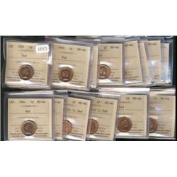 A large lot of 21 ICCS MS64 Red pennies