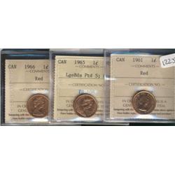 Lot of three ICCS red pennies.  Include