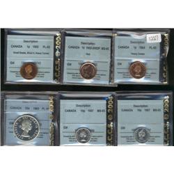 Lot of 6 CCCS graded coins.  1 cent 196