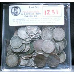 Large lot of 67 Silver five cents.  V