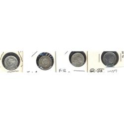 1870 FB VF-30, 1883H F-12 Bent, 1886 VF