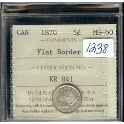 1870 FB  ICCS MS-60, Mostly brilliant.