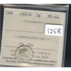 1881H  ICCS MS64, Fully struck with ama