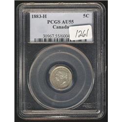 1883H  PCGS AU-55 brilliant with light 