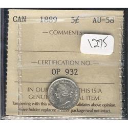 1889 ICCS AU58PQ  Hint of golden tone o