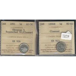 Lot of two ICCS graded coins.  Includes
