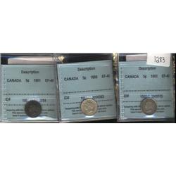 1893, 1899, 1901, all three coins are g