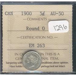 1900 Round O  ICCS AU50  Brilliant wi