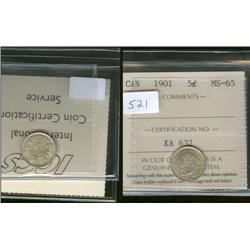 1901  ICCS MS65PQ+  Light emerald and g