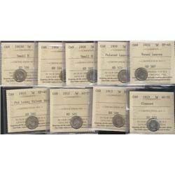 Lot of 9 ICCS graded coins including; 1