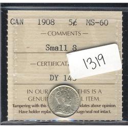 1908 Small 8  ICCS MS60 Brilliant with 