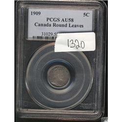 1909  Round leaves  PCGS AU58PQ, nicely