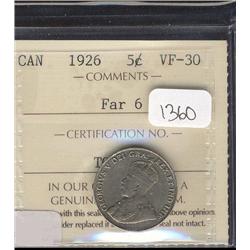 1926 Far 6  ICCS VF30  Toned!