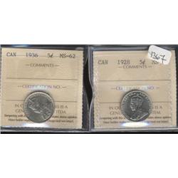 1928, 1936  both ICCS graded MS62