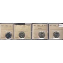 1939, 1942 Nickel, 1950, 1952  All four