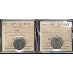 1941 and 1947 Dot,  both coins are ICCS