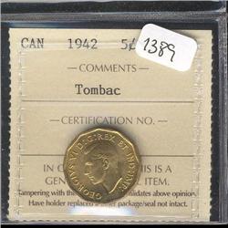 1942 Tombac  ICCS MS65  Full gold lustr