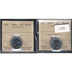 1944 and 1945 both ICCS graded MS65, tw