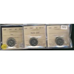 A lovely trio of ICCS graded coins.  In