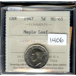 1947 ML  ICCS MS65, Fully struck with a