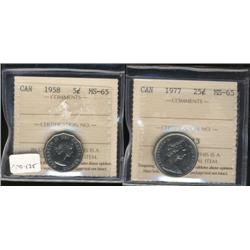 Lot of two ICCS MS65 graded coins.  Inc