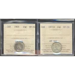 1871H and 1905  both pieces are ICCS gr