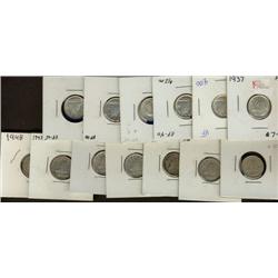 1937, 1938 (2), 1946 (5), 1947 (4), 194