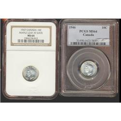 1946 PCGS MS64 brilliant, 1947 ML NGC M
