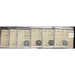 Lot of six ICCS MS63 HEAVY CAMEO graded