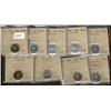Image 1 : Lot of nine ICCS MS64 graded coins.  In