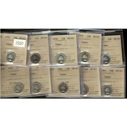 Lot of twelve ICCS MS63 CAMEO graded co
