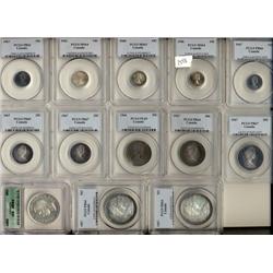 Large lot of 13 certified coins.  Inclu