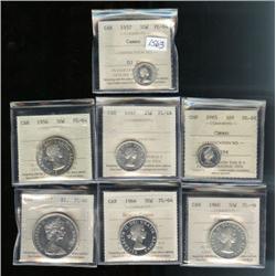 Lot of 7 ICCS Proof-like graded coins
