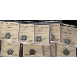Lot of eleven ICCS MS64 CAMEO graded co
