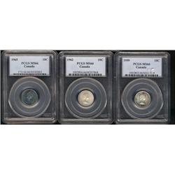 Lot of three PCGS MS66 graded coins.  I