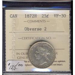 1872H  Obverse 2  ICCS VF30, lightly to