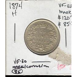 1874H  VF-30 cooroded on obverse.