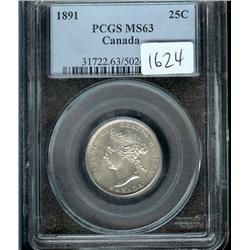 1891  PCGS MS63PQ  Rare key date!  Bril