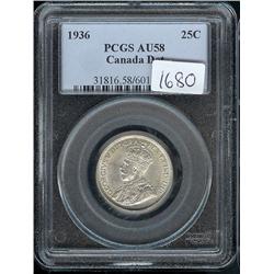 1936 Dot PCGS AU-58, LIGHT GOLDEN TON