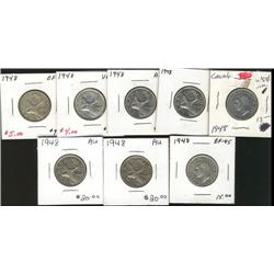 1948 EF-45 to AU-50, lot of 8 pieces.